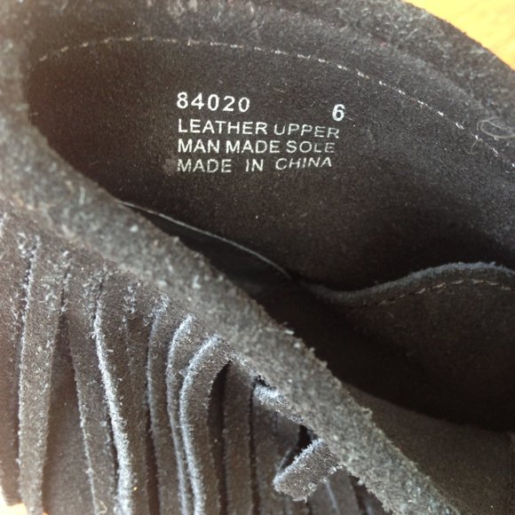 Minnetonka - Black Lace-Up Fringe Wedge Booties - Picture 7 of 8